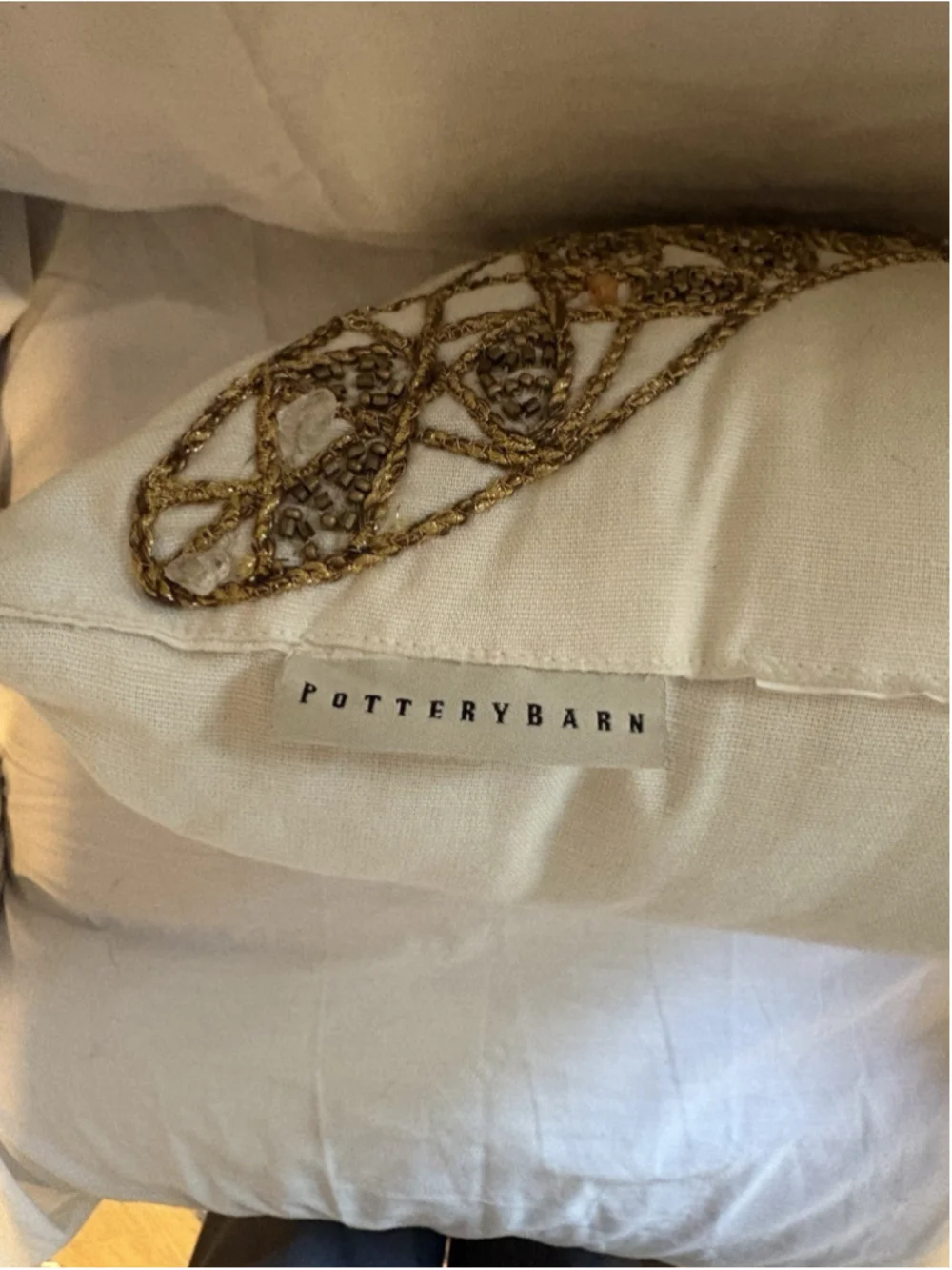 Pottery Barn Coastal Square 12x12 Throw Pillow Embroidered 1099